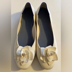 Rothy’s The Petal Square Toe Flats in Ivory  Cream Love Bird 13